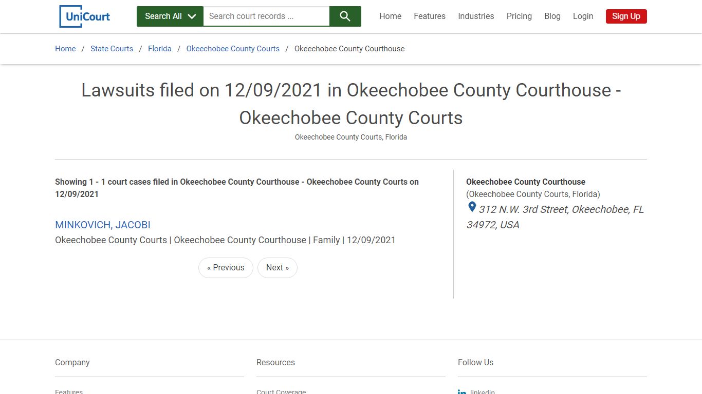 Lawsuits filed on 12/09/2021 in Okeechobee County ...